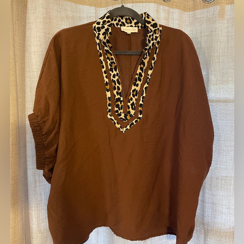 Entro Brown Tunic with Leopard Accent